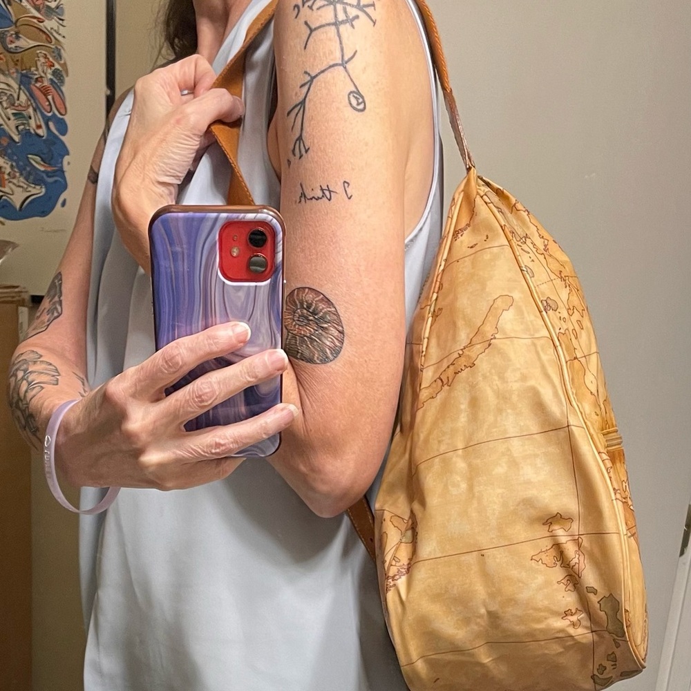 Alviero Martini Tan Map Print Sling Backpack Featuring United States